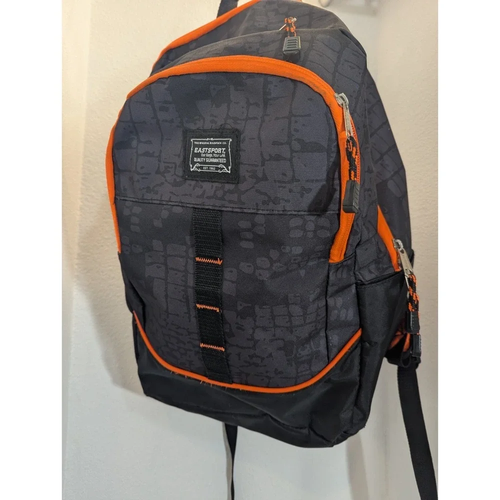 EastSport Backpack Large Black Gray Orange School Sports Daypack backpacking hik
